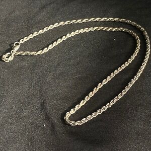 Silver Rope Chain Necklace Lobster Clasp